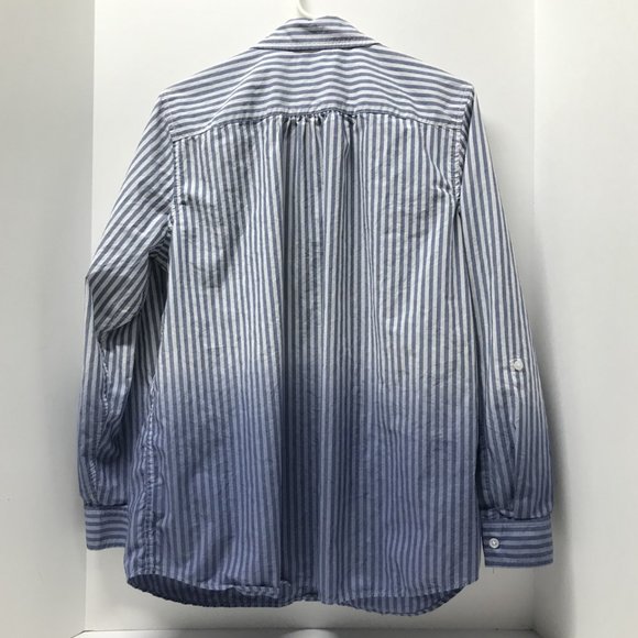 Lands' End Blue & White Striped Ombré Button Down Shirt - Picture 3 of 15